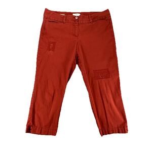 The Loft Pants Womens 8P Original Crop Red Petite Capri Solid Distressed Ankle